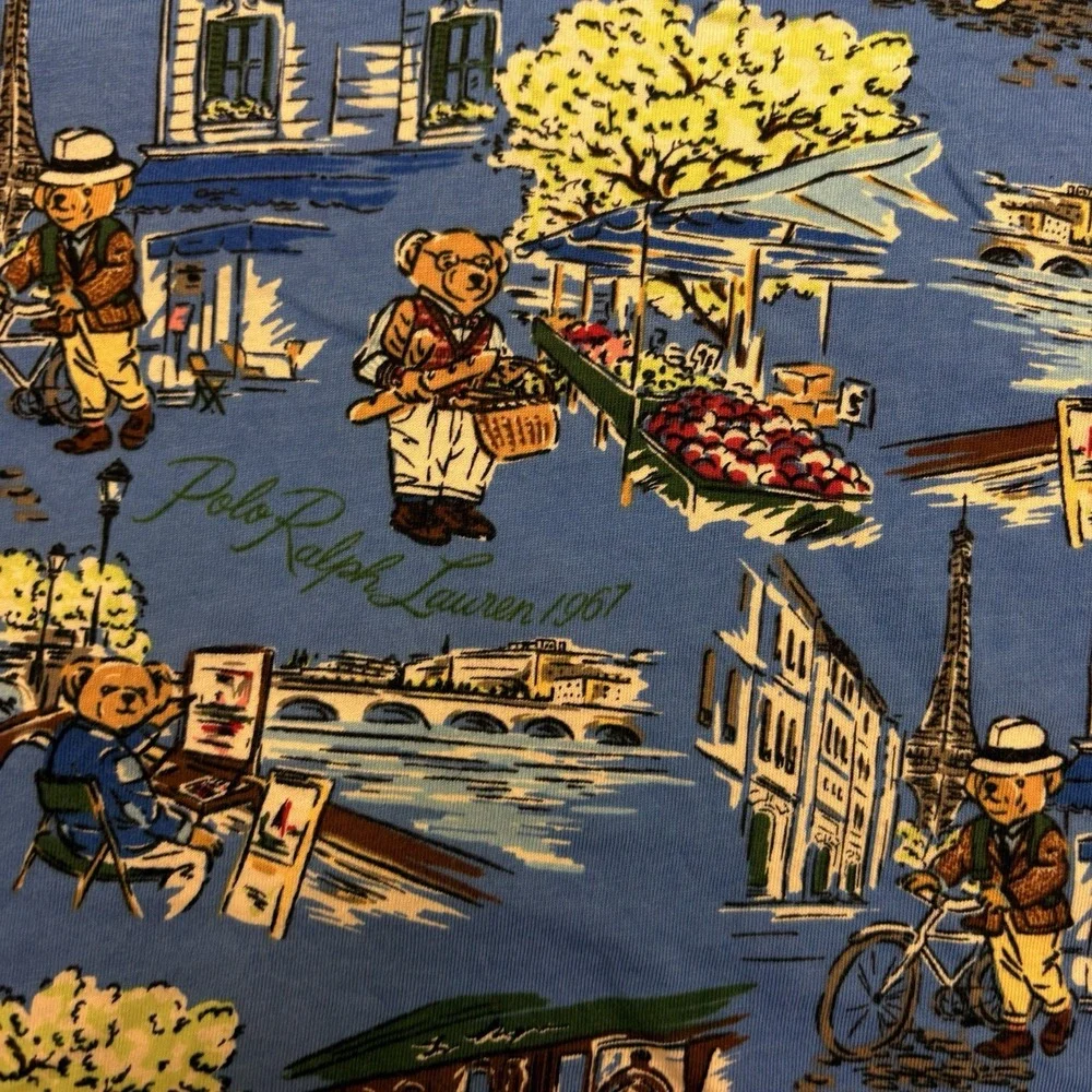 Polo Ralph Lauren PARIS BEAR Parisian Scene Graphic Classic Fit T Shirt Sz XXL